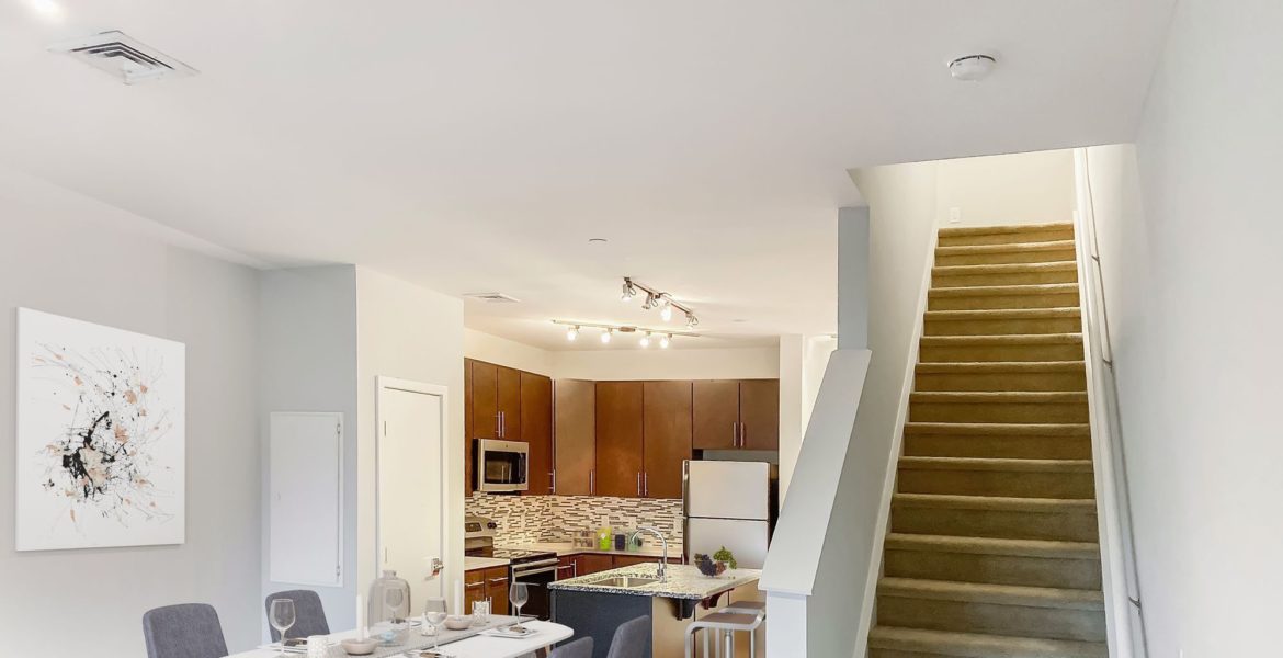 Dining room table that fits six people and eat-in kitchen